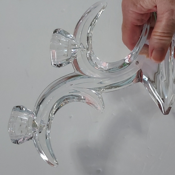 Crystal Twin Moon Candleholder for Taper Candles Clear Color.7in.Hx7.5in.W - Picture 4 of 5